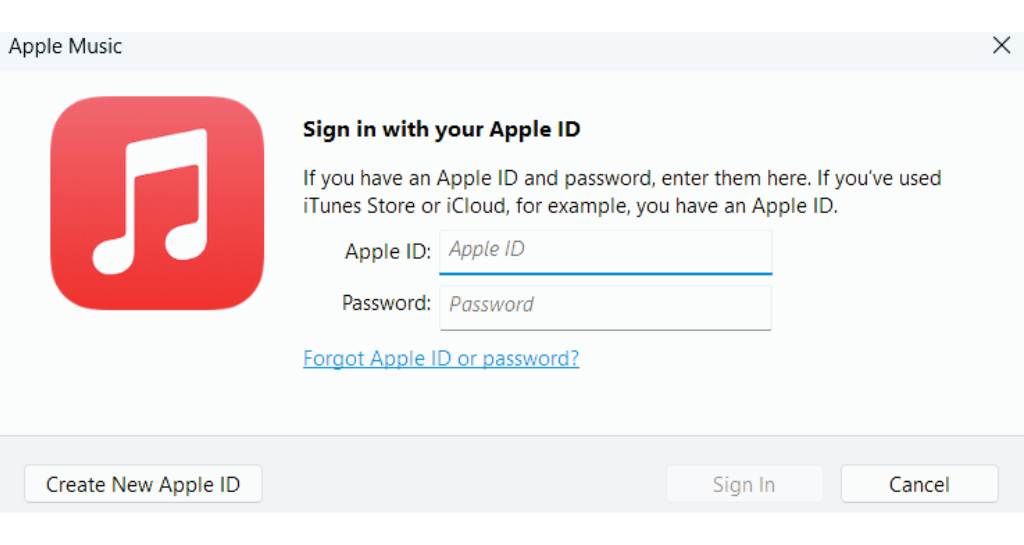 Enter your Apple ID and password in the pop-up window and click Sign In