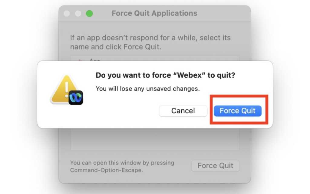 Lastly, when prompted, click on Force Quit again