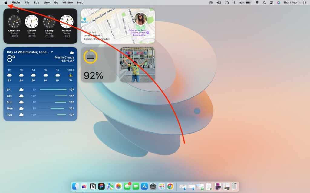 On your Mac, click on the Apple Logo in your screen's top left corner