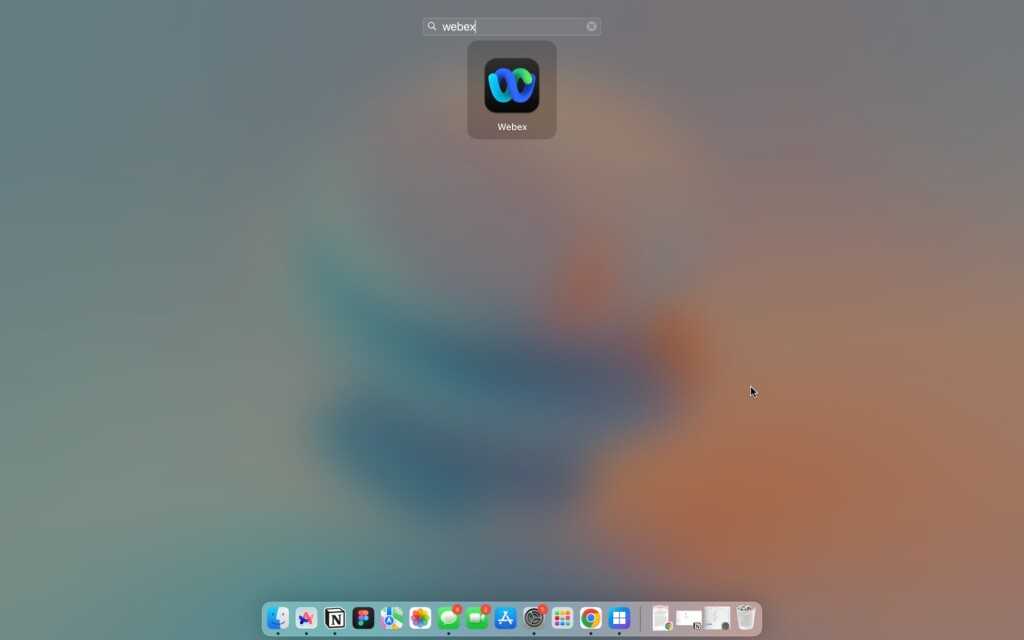 Open the Webex app from the Launchpad on your Mac or use the Spotlight Search functionality